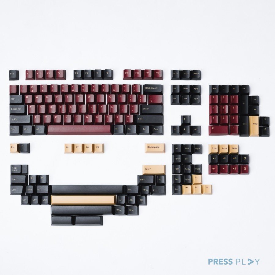 Press Play Scarlet PBT Double Shot Keycaps 171 set Cherry Profile