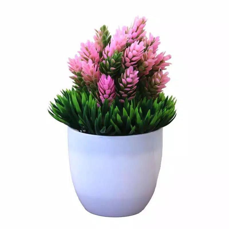 BUNGA PINUS + VAS / BUNGA ARTIFICIAL / BUNGA PLASTIK-PINK
