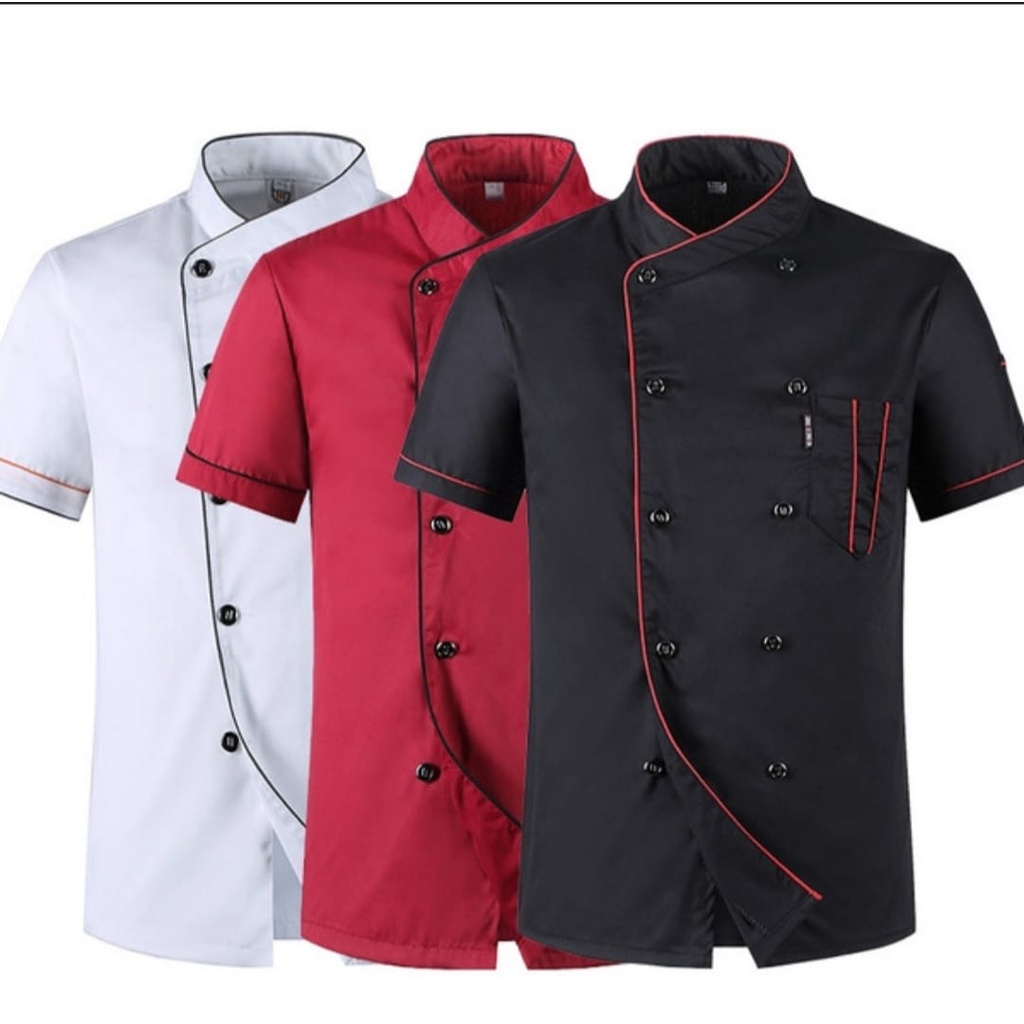 Bp chef jacket baju koki lengan pendek Drill High Quality