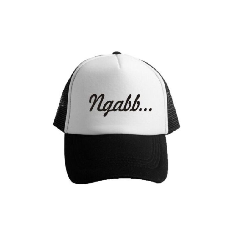 Topi Trucker Custom . Topi Trucker NGABB - Hitam Putih