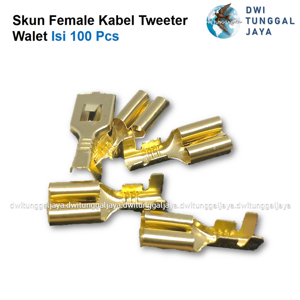 Skun Kabel Tweeter Walet Female Tembaga Kuningan Isi 100 pcs