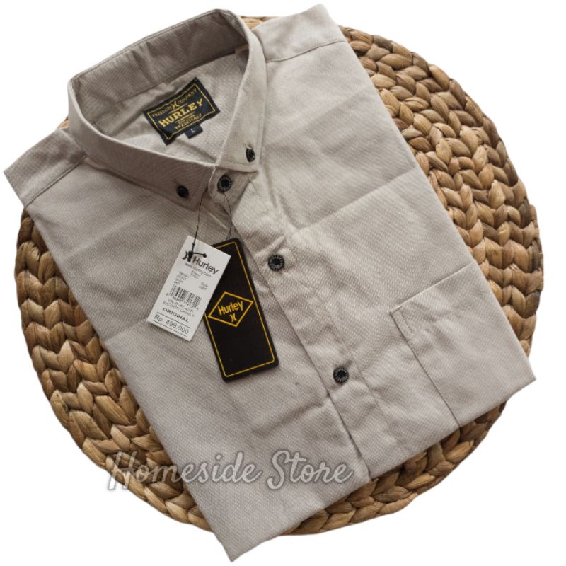 Kemeja Polos Cream Pria Lengan Pendek Kemeja Pria Slimfit Casual