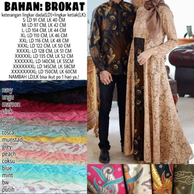 Couple batik brukat sara sarimbit suami istri jumbo Bigsize ld 150
