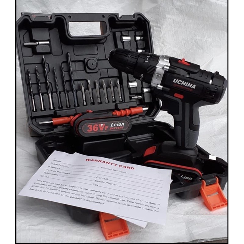 Mesin Bor Baterei 13mm 36v Drill Cordless UCHIHA JAPAN