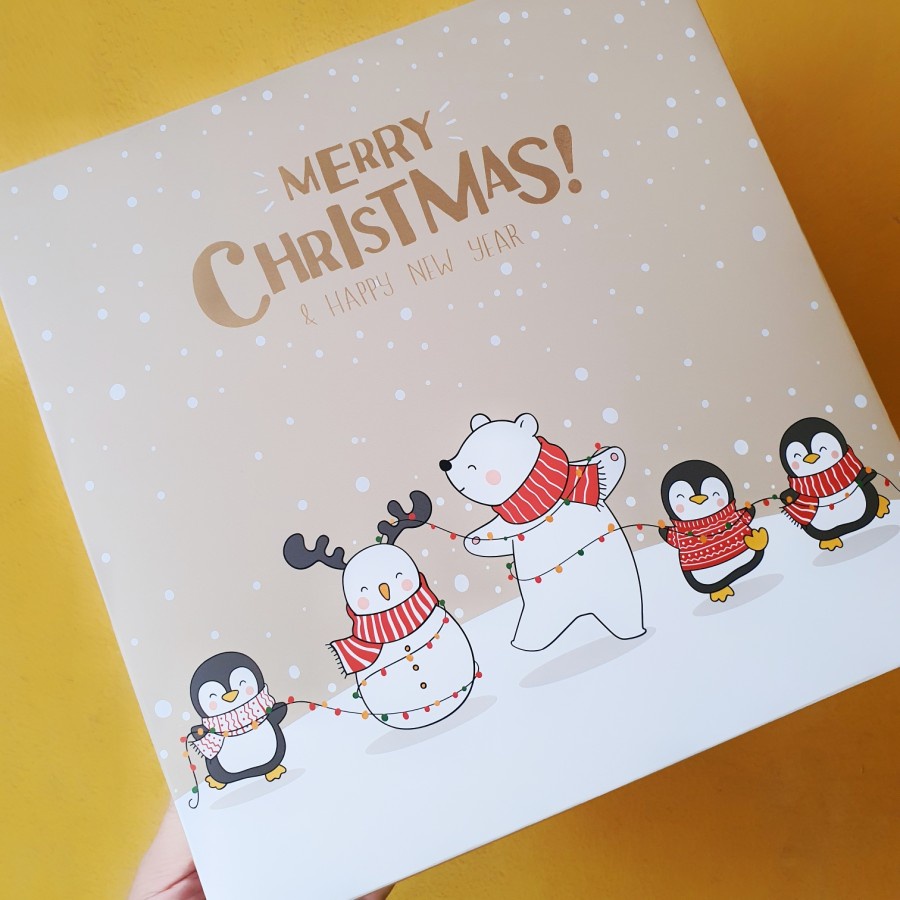 

(5pcs) kardus kue chiffon kotak packaging brownies dus lapis legit christmas box karakter polar bear size 25x25x10 cm