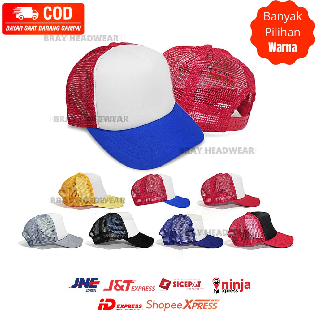 TERMURAH Topi Pria Wanita Jaring Polos Trucker Hat Dewasa Outdoor Premium Termurah