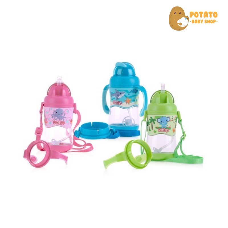 Nuby 1Pk Tritan Flip It With Straw - Botol Minum Anak