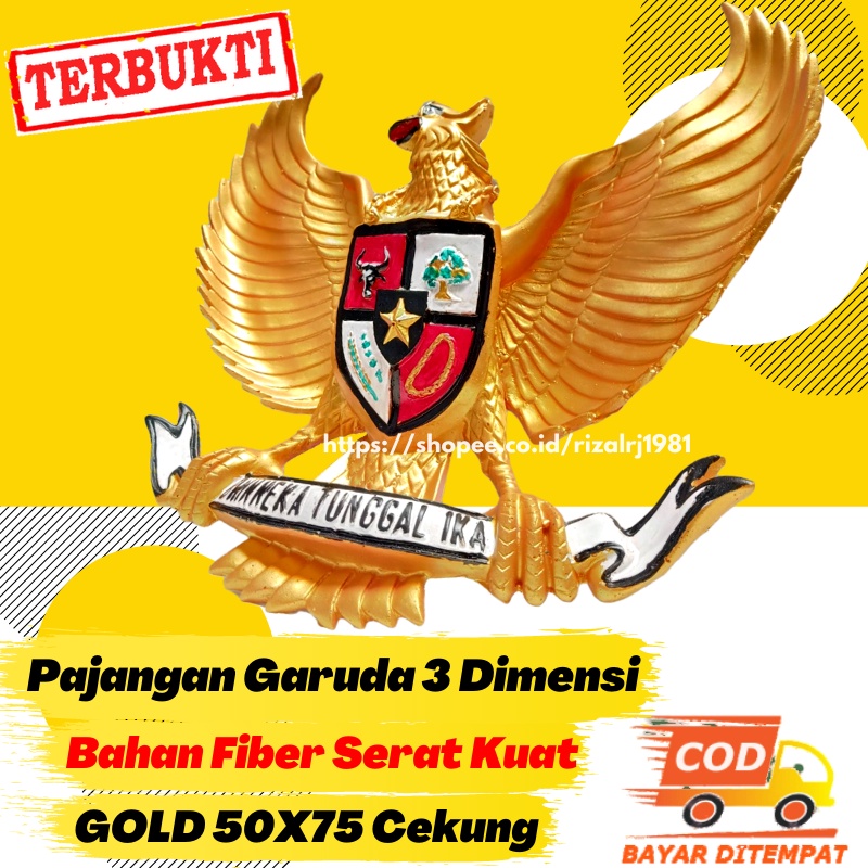 Jual Pajangan Dinding GARUDA PANCASILA Gold Fiber 3 Dimensi 50x75cm ...