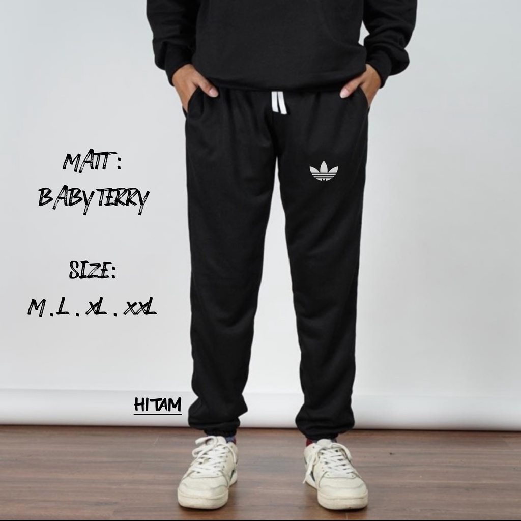 CELANA JOGGER PANJANG BORDIR SWEATPANTS TRAINING DEWASA PRIA WANITA JUMBO SIZE M-XXL JOGER OLAHRAGA GYM BAHAN BABY TERRY