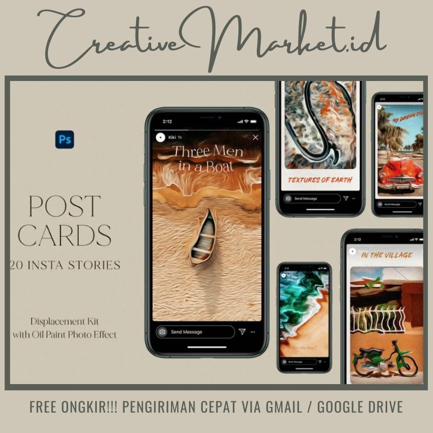 20 Postcard Instagram Stories with Oil Paint Effects- Creative Marketid-0