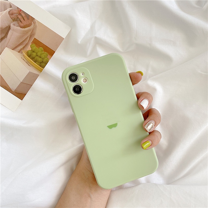 Straight Cube Case iPhone 12 11 7 8 6 6s Plus iPhone X XR XS Max SE 12 11 Pro Max 12mini Soft Silicone Case With Apple Logo