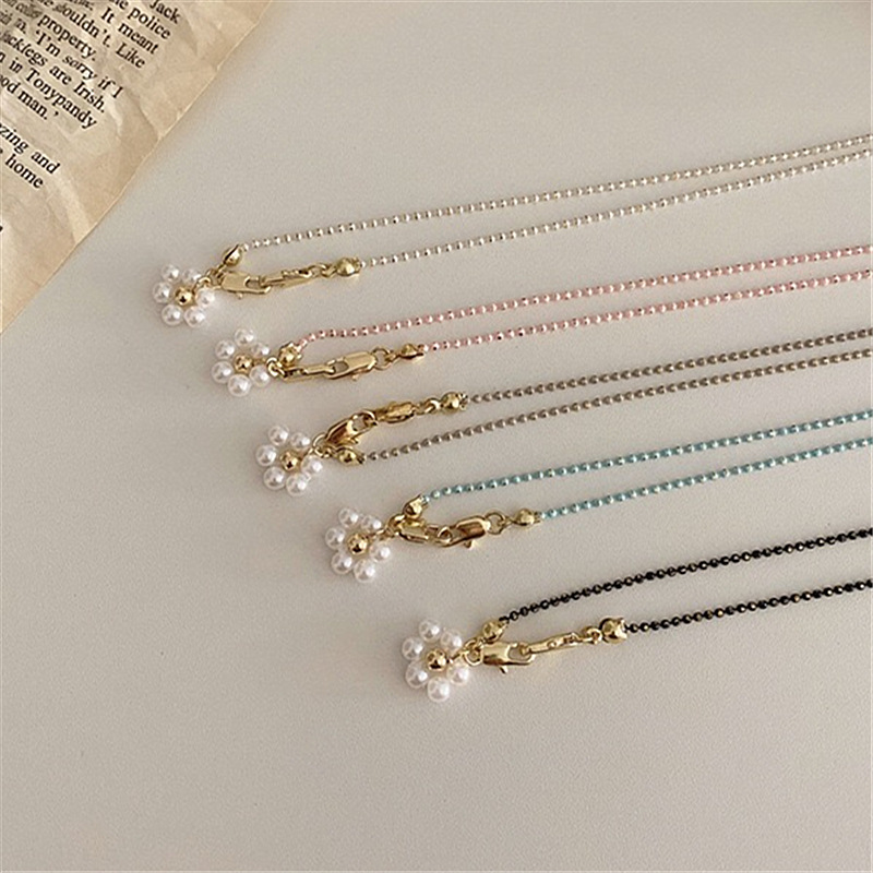 Korean Elegant Pearl Flower Mask Chain Anti-lost Lanyard Necklace