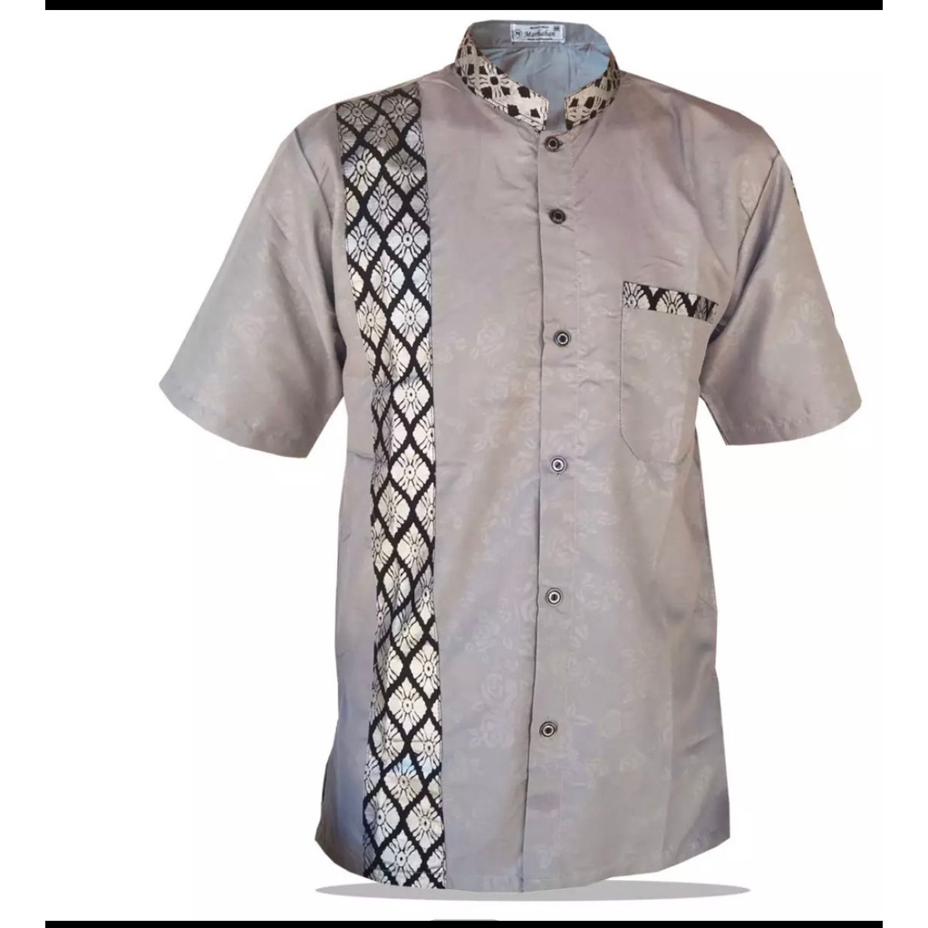 Kemeja Kokoh Erlangga / Baju Kokoh kombinasi Batik / Baju Muslim Pria Lebaran
