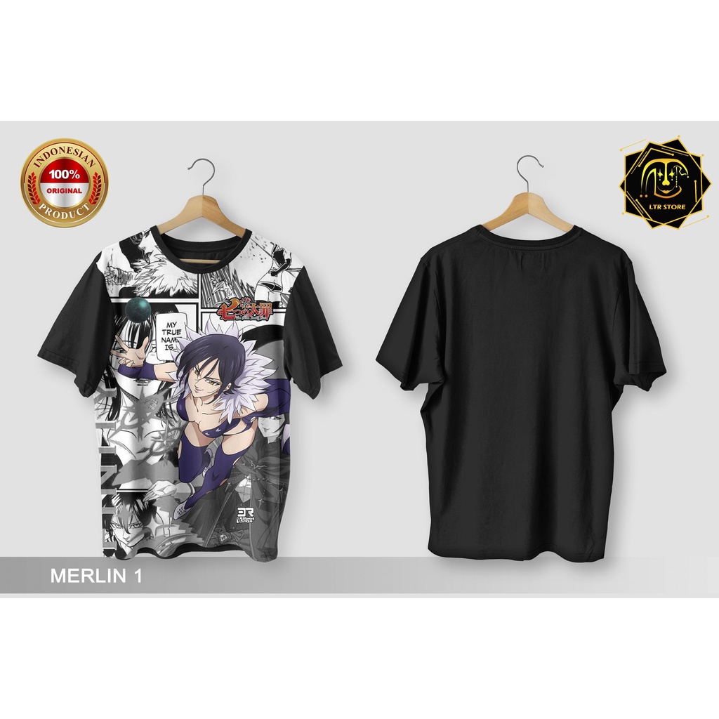 [ BAYAR DI TEMPAT ] BAJU PRINTING GAMBAR ANIME NANATSU NO TAIZAI MERLIN 1 - KAOS DISTRO ORIGINAL MOT