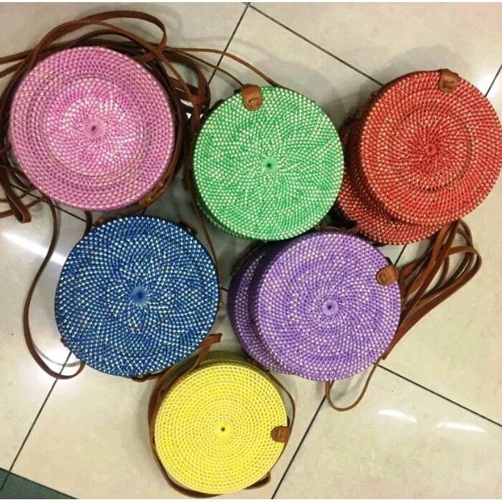 Tas rotan rattan ata bali warna