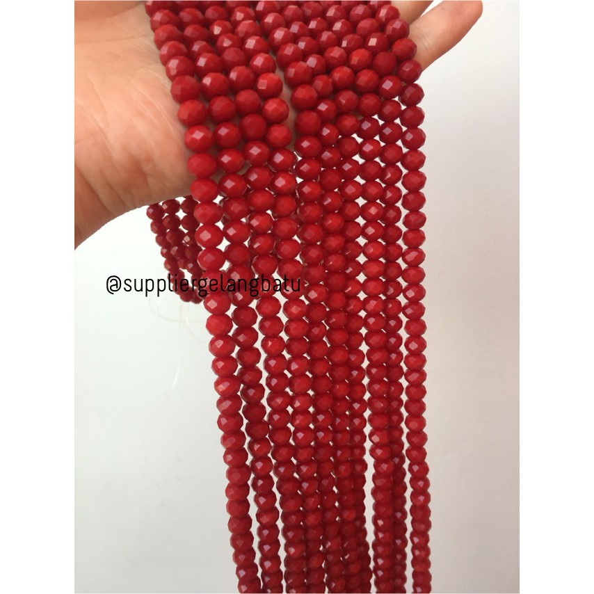 Crystal Ceko Doff 8mm MERAH MAROON beads manik donat rondelle grosir aksesoris kristal bakpao bapao