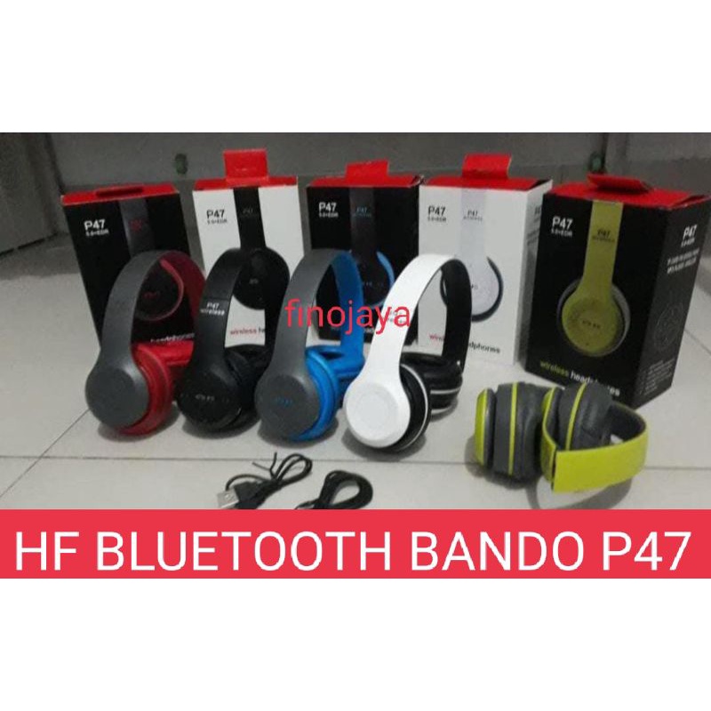 HF Handsfree Handset JBL P47 HEADSET BANDO BLUETOOTH WIRELESS BASS HEADPHONE UNIVERSAL