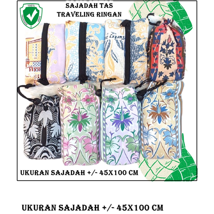 Perlengkapan ibadah sajadah tas dompet kecil ringan bahan tipis satin turki turkey sejadah traveling