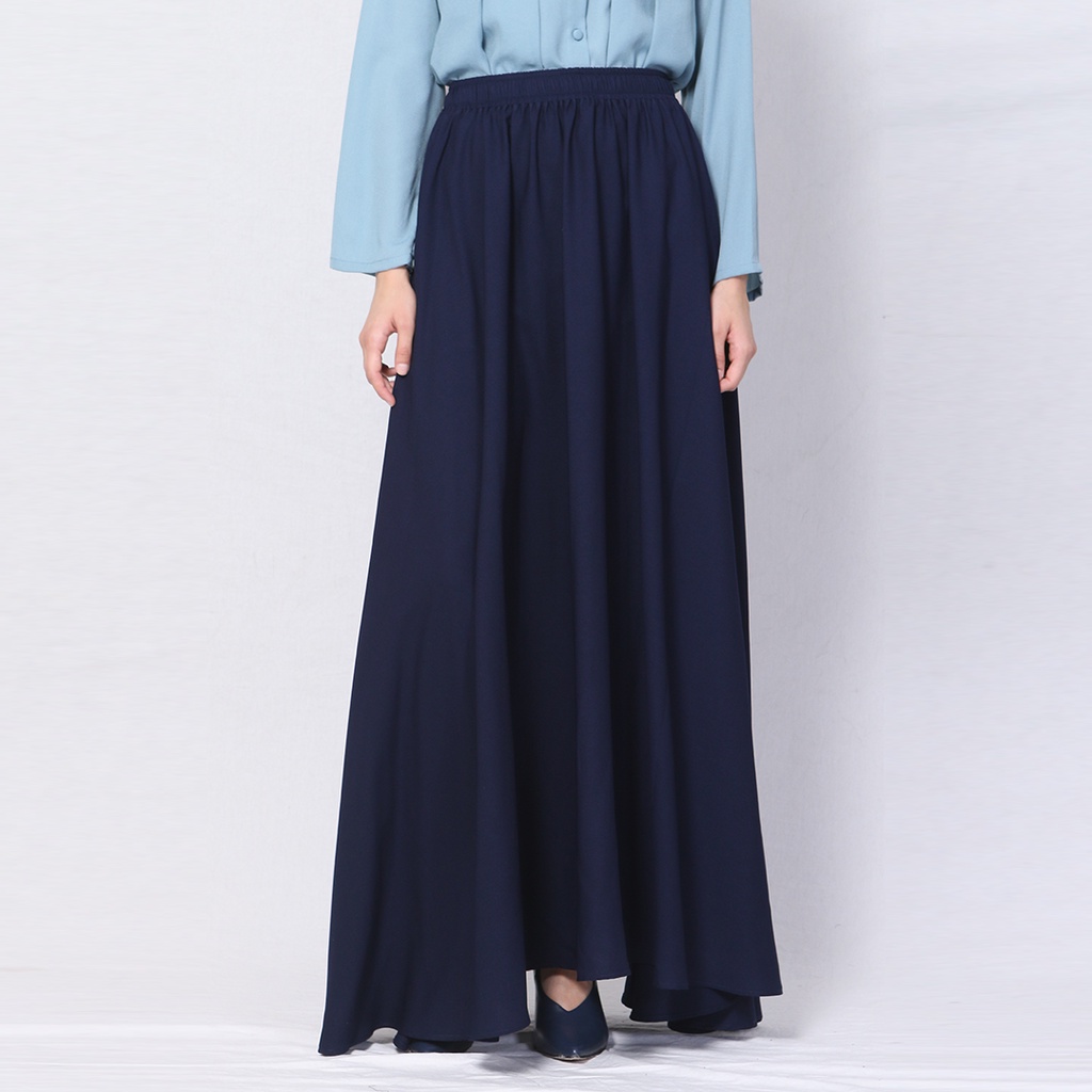 Taraka by Aska Label - Maxi rok circle swing dengan pinggang karet warna Taupe, Black, Redbud, Navy