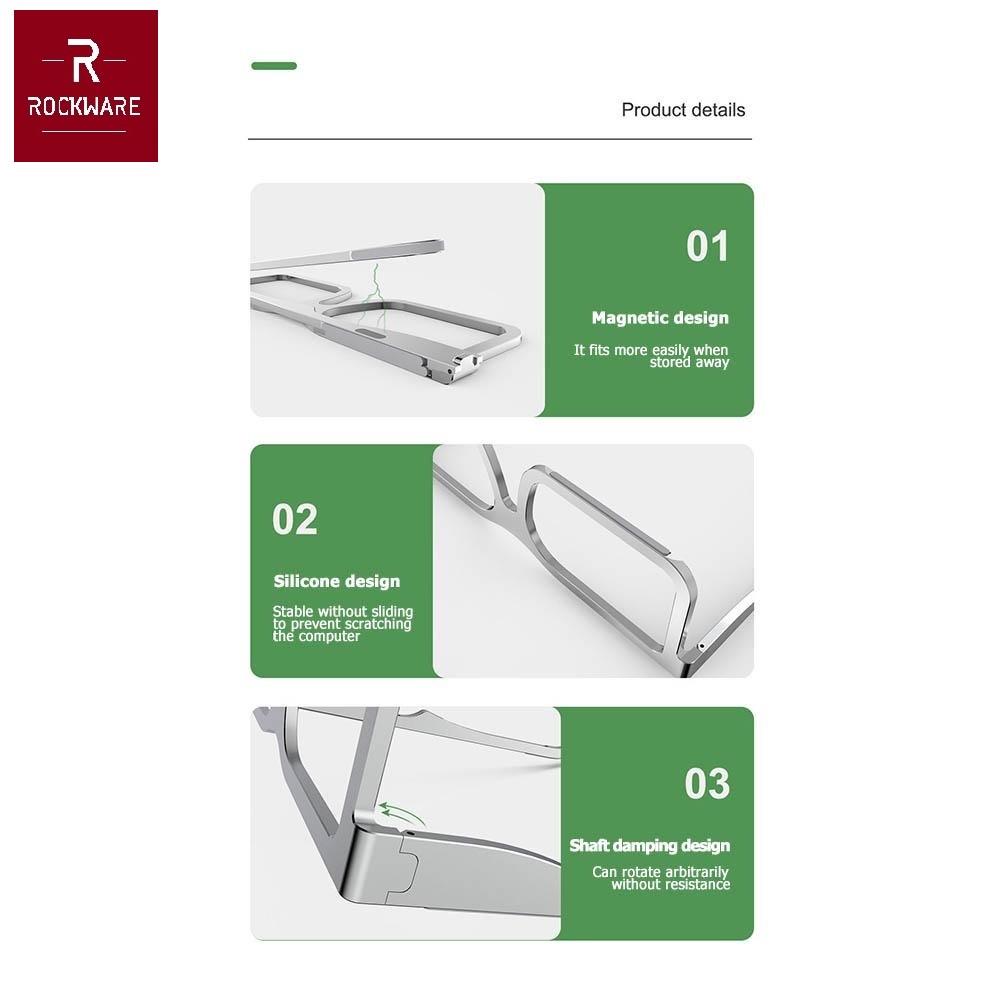 ROCKWARE Creative Folding Aluminum Notebook Stand - Glasses Design
