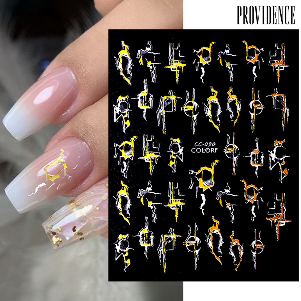 Providence 1 Lembar Stiker Kuku Ultra Tipis Motif Marmer Abstrak Untuk Manicure / Nail Art