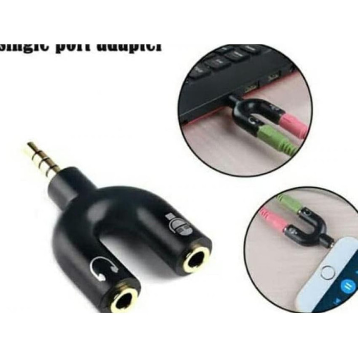 Audio Splitter Jack 3.5mm to dual female U Shape 2in1