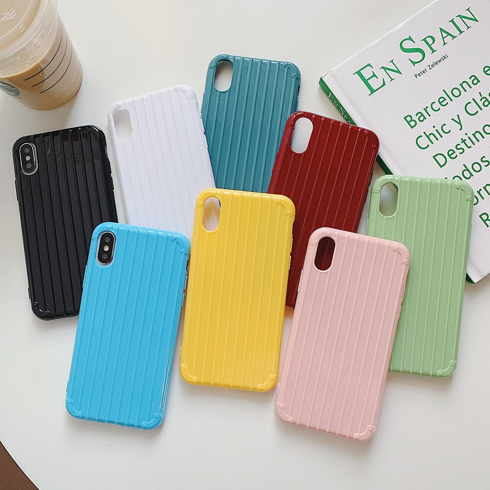 Case Polos Warna Bergaris Iphone 6 7 8 X 11 Plus Pro Slim Cover Casing