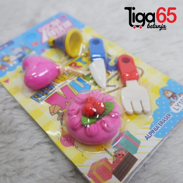 365 Cartoon Eraser #40885 Penghapus Set Party Shape Penghapus Kartun Isi 5 pcs