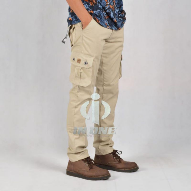 CARGO PANTS IN ONE ORIGINAL Celana Cargo Panjang pria Celana Cargo warna Cream seri art IN 7054