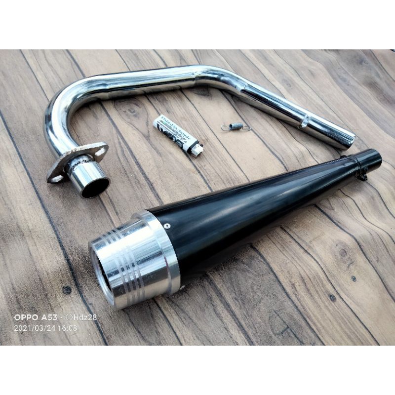 Knalpot Custom Japstyle Caferacer Mini Bass Knalpot Custom Satu Set Leheran Motor Honda Dan Thunder
