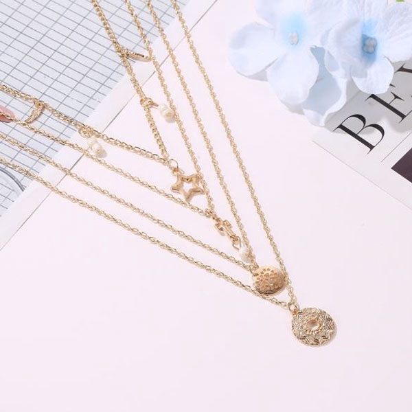 OILA kalung multi layer star pendant retro multi layer necklace (1G3,1g1)  jka183