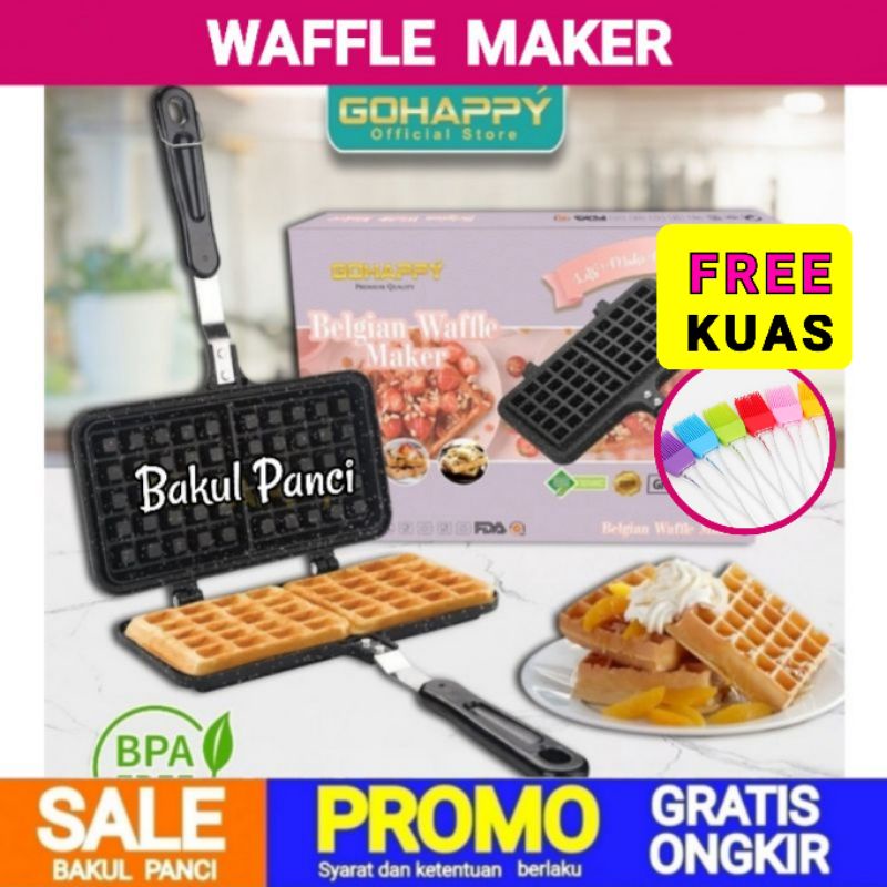 GOHAPPY BELGIAN WAFFLE MAKER - CETAKAN KUE WAFFLE CROFFLE MANUAL - DOUBLE WAFFLE - CETAKAN KUE