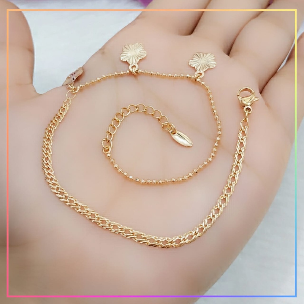 Gelang kaki xuping gelang kaki dewasa flower simple polos terbaru perhiasan lapis emas gold GK 033