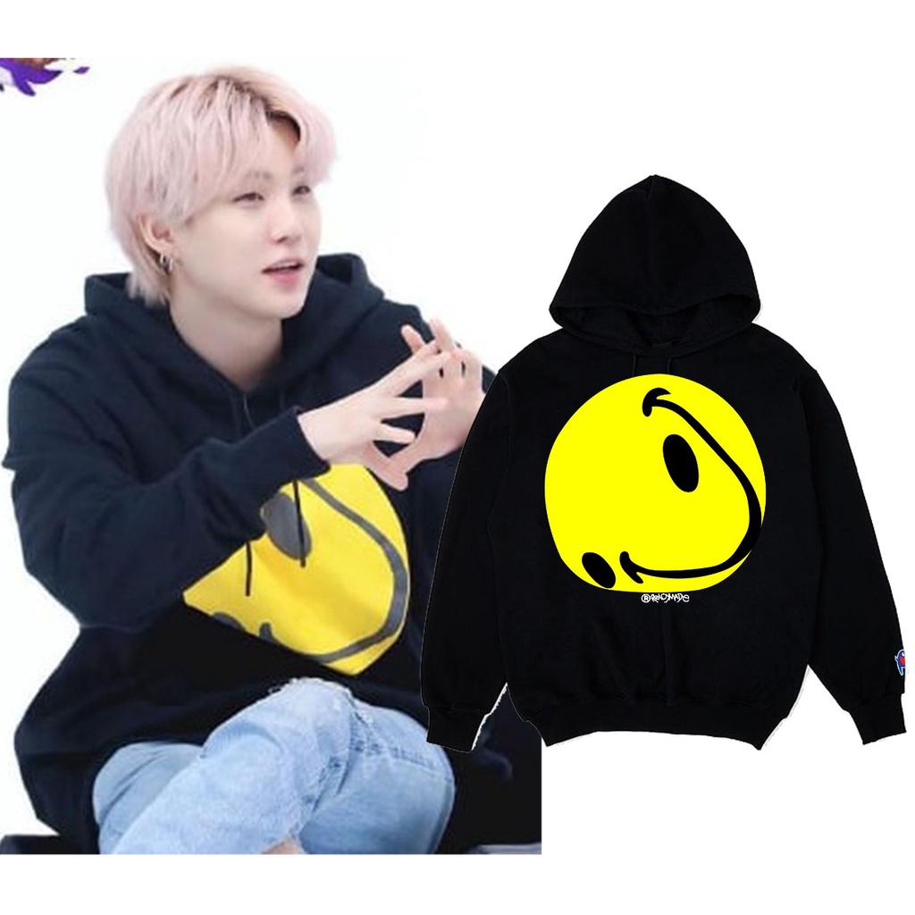 Jaket Hoodie Bangtan Suga smile grapic + logo  ditangan