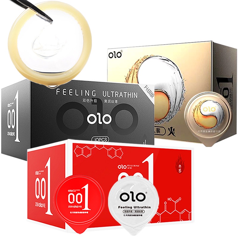 Condom OLO 001 koncom Dengan 3 Sensasi Bahan Latex Natural Ultra Tipis ORIGINAL