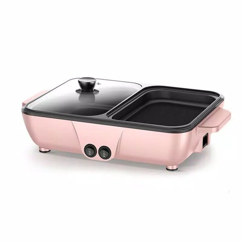 Ygs-mini Electric Hotpot / Steamboat & Grill Pan / Bbq Multifungsi 2in1