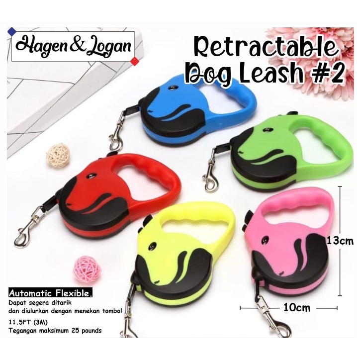 Retractable Dog Leash 2 Harness Tali Tuntun Hewan Anjing Auto Flexible automatic