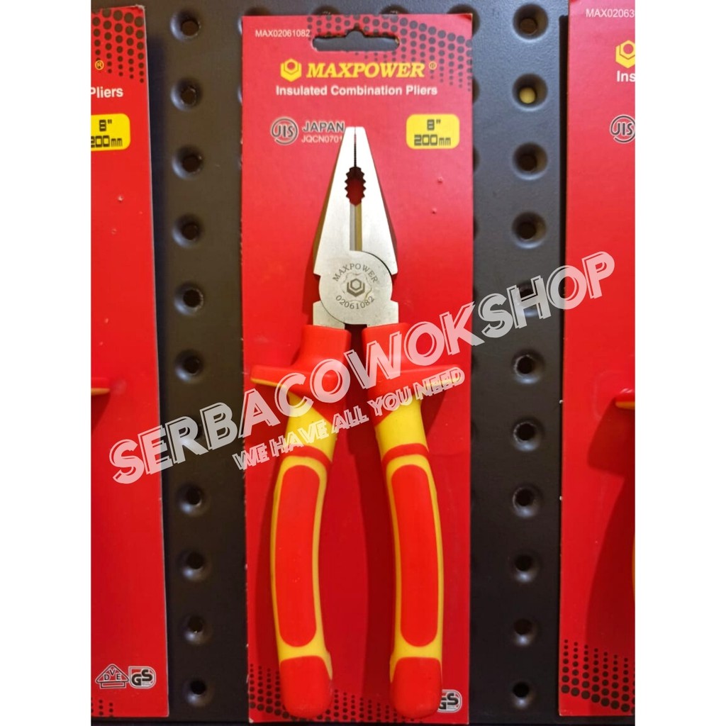 Maxpower Paket Tang Listrik 8 Inch 10000 Volt Kombinasi - Potong - Lancip Set Termurah Berkualitas