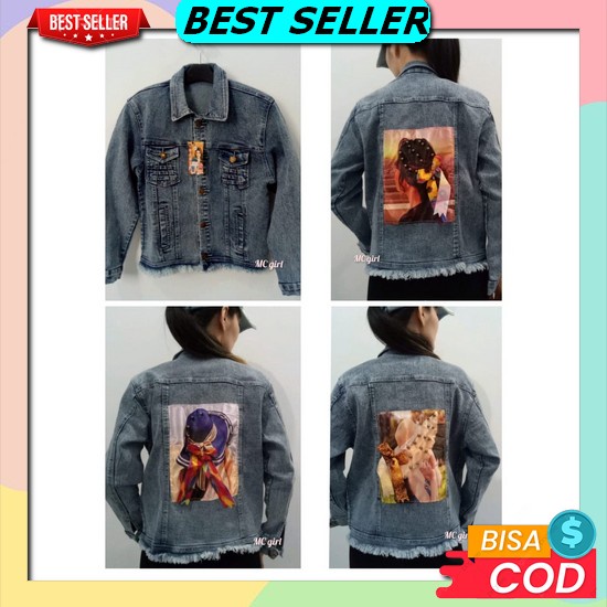 Denim Jaket Jeans Kekinian Jacket Hoodie Outer Levis Hodie Cewek Outwear Wanita Outerwear Jins Cewe 