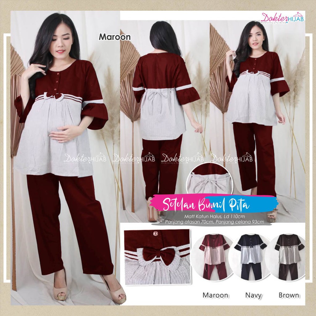 PROMO Setelan Baju dan Celana Hamil  Baju Set Hamil Bahan Ademm 