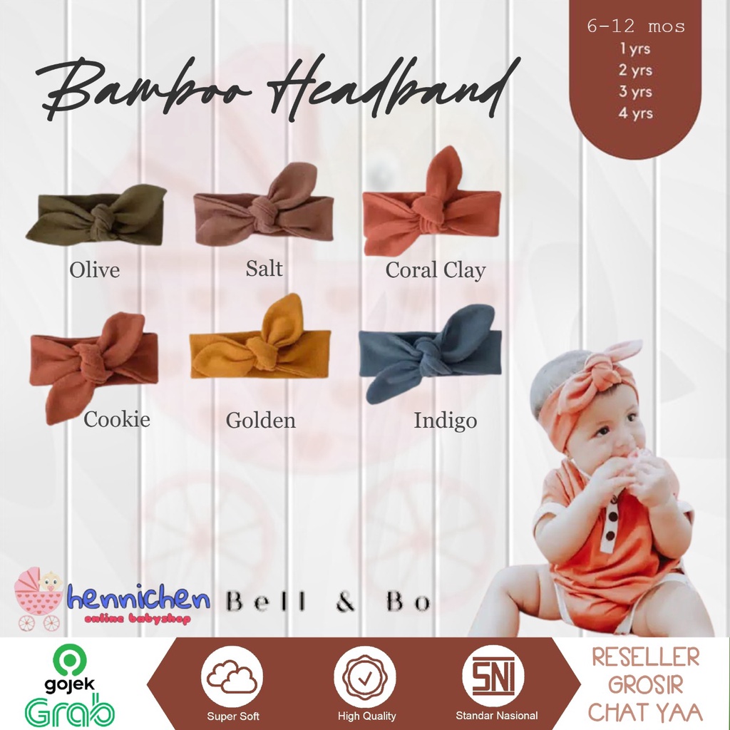 BELL AND BO Adjustable Bamboo ADJUSTABLE ALBA WAFFLE HEADBAND Headband Bandana bayi bamboo 0-24 bln