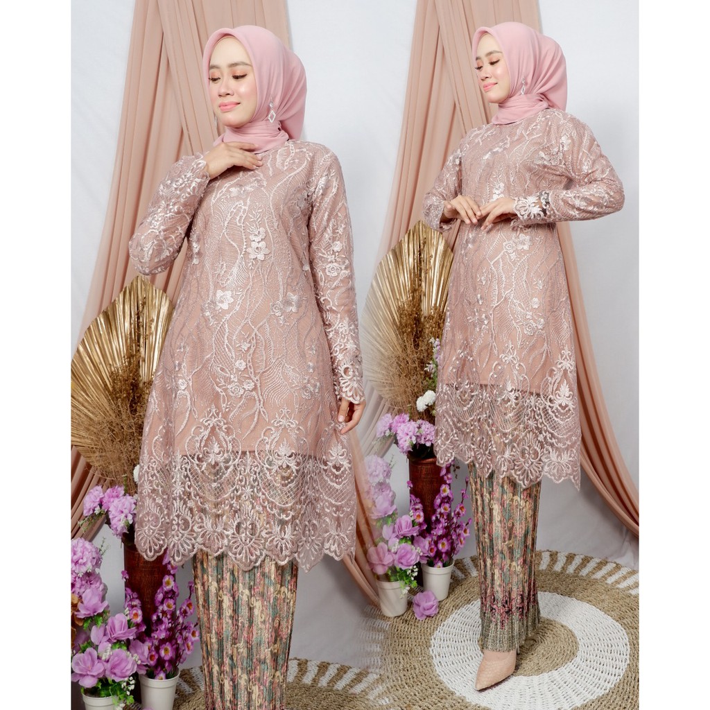 (COD)&gt; SET KEBAYA TUNIK GAYATRI - TUNIK KEBAYA MODERN - BAJU KEBAYA TULLE - OUTFIT KEBAYA PESTA CANTIK - KEBAYA TERLARIS - KEBAYA TERBARU - KEBAYA TERMURAH