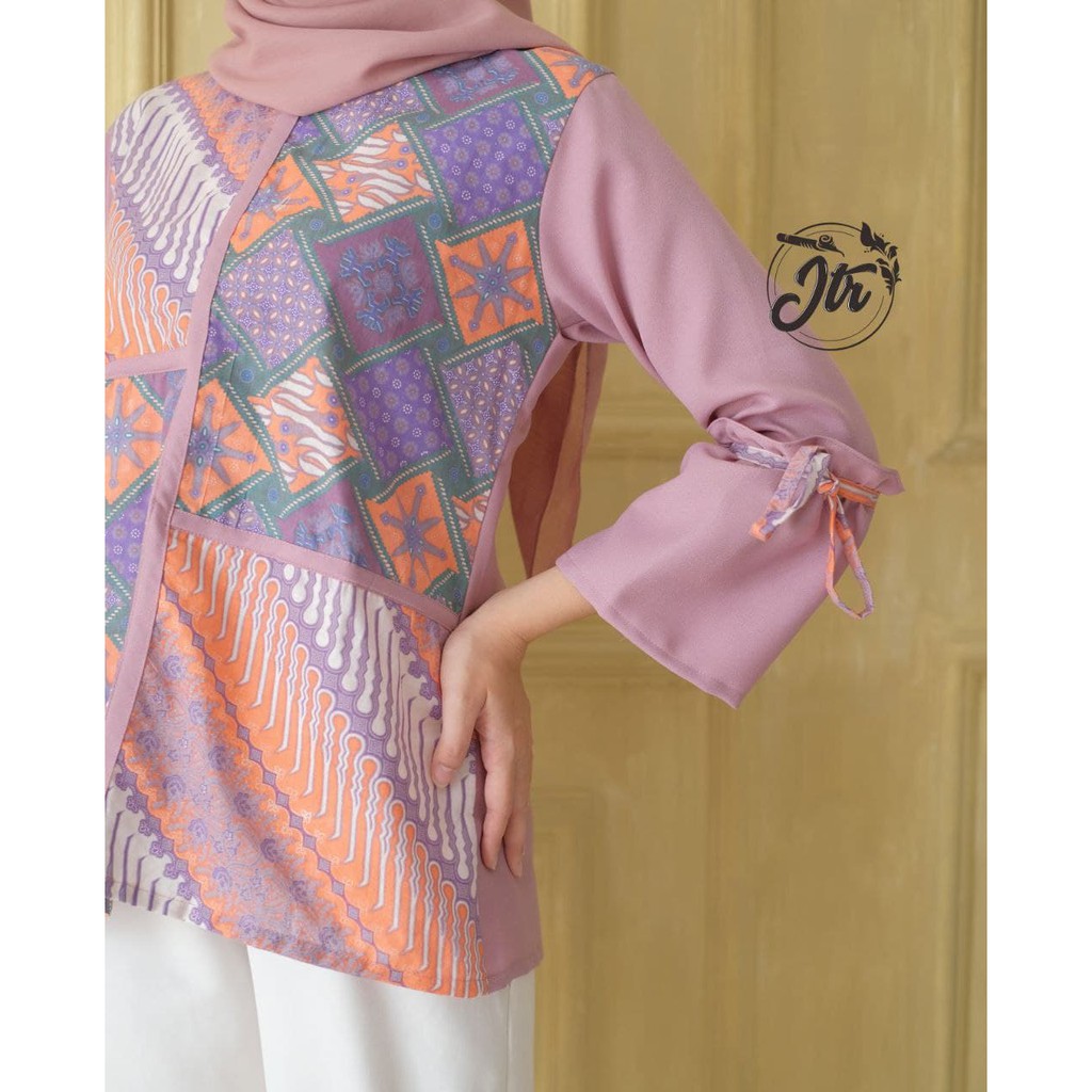 tey-17 Batik wanita ASJ SA HRB026 Kenongo Kemeja Tosca Pendek-1