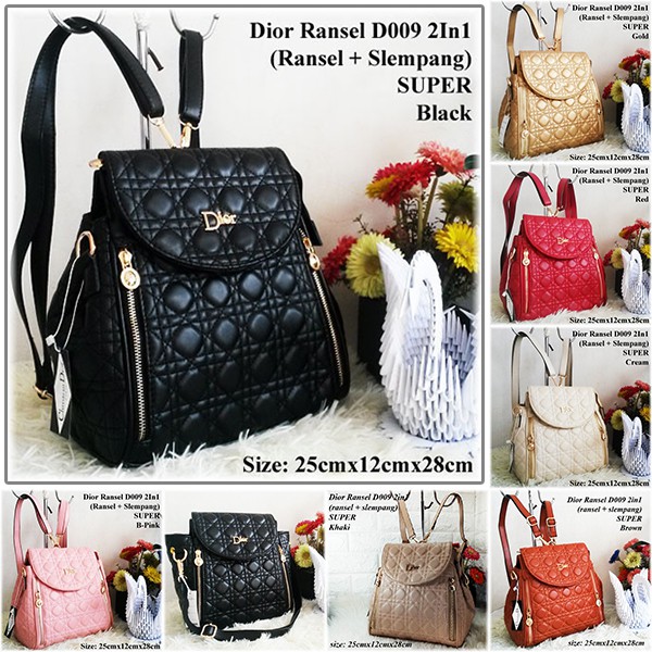 GRATIS ONGKIR TAS RANSEL WANITA IMPORT BRANDED DIOR 2 IN 1 SUPER BACKPACK AA011