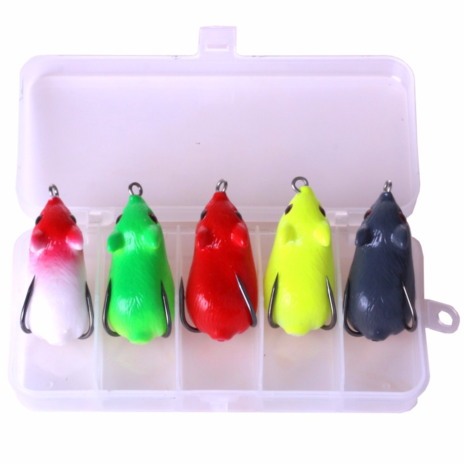 Hengjia 5pcs/lot Soft Frog Lure with Free box Umpan Katak Jump Jig Silicone bait 5cm 8.5g Umpan Buatan For Black Fish