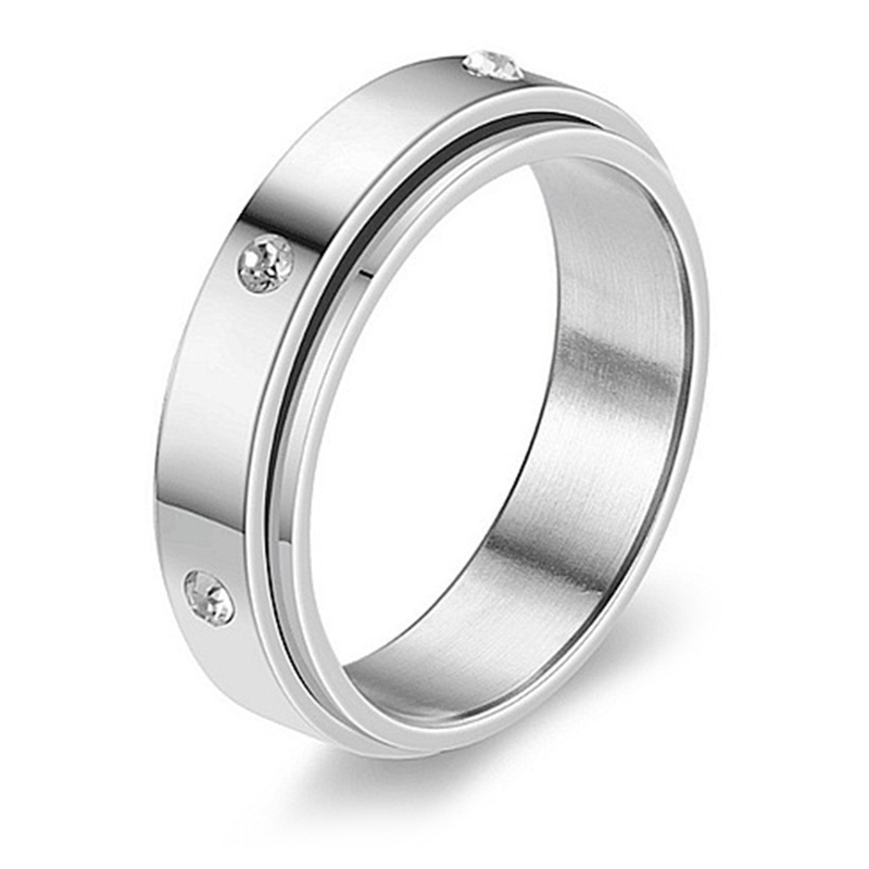 Fancyqube Cincin Spinner Figet Bahan Stainless Steel Anti Stress Untuk Pria Dan Wanita