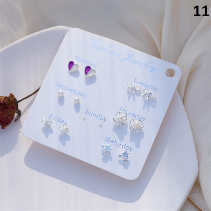 ⭐ JKTMART ⭐Anting Aksesoris Fashion Mutiara Earrings Wanita 6 Pasang Tusuk Simple COD A022-MOTIF 11