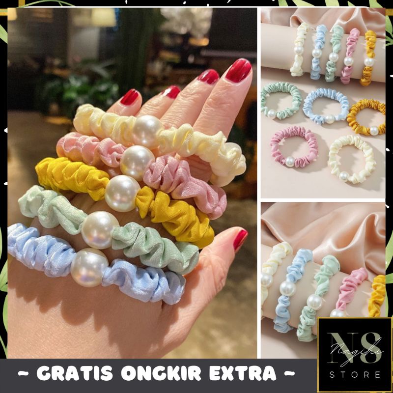 ✨NAGIHI✨ Ikat Rambut Aksen Mutiara / Kuncir Rambut Bahan Karet/ IKAT RAMBUT KOREA