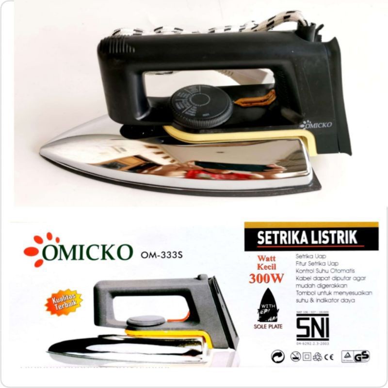 Setrika Listrik Anti Lengket OMICKO OM-333S Setrika Listrik Klasik Anti Lengket Dry Iron model philps