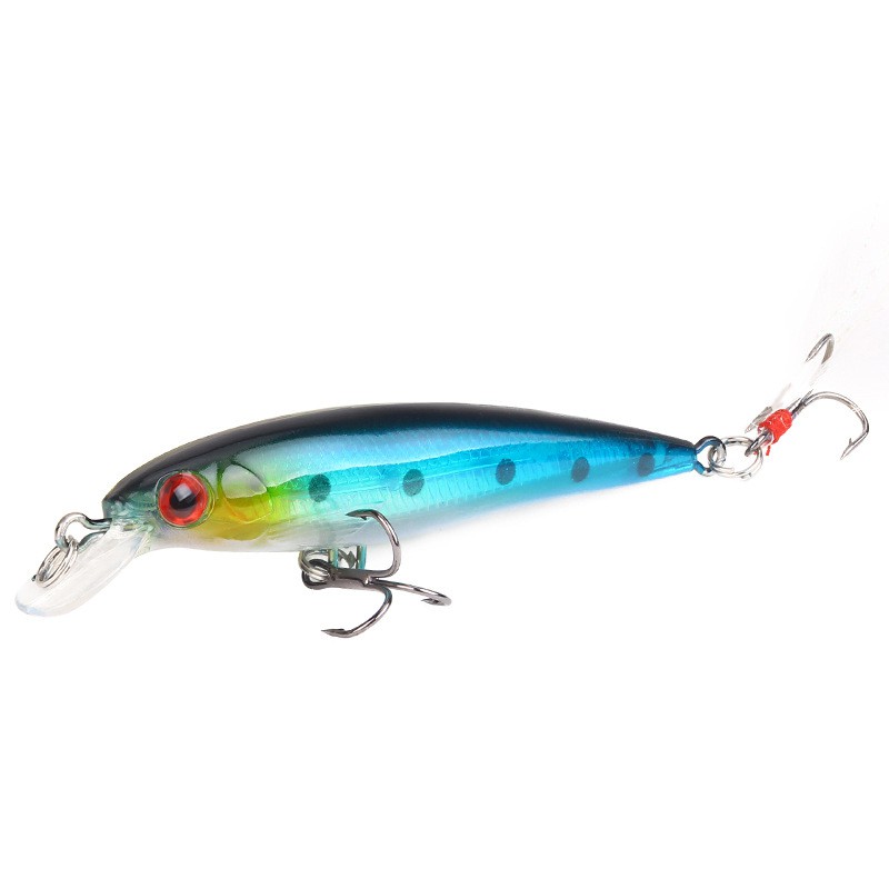 1pcs Umpan Pancing Ikan Minnow Apung 9cm 7g Dengan Kail Bulu Fishing Lure Bass Wobbler Floating Bait